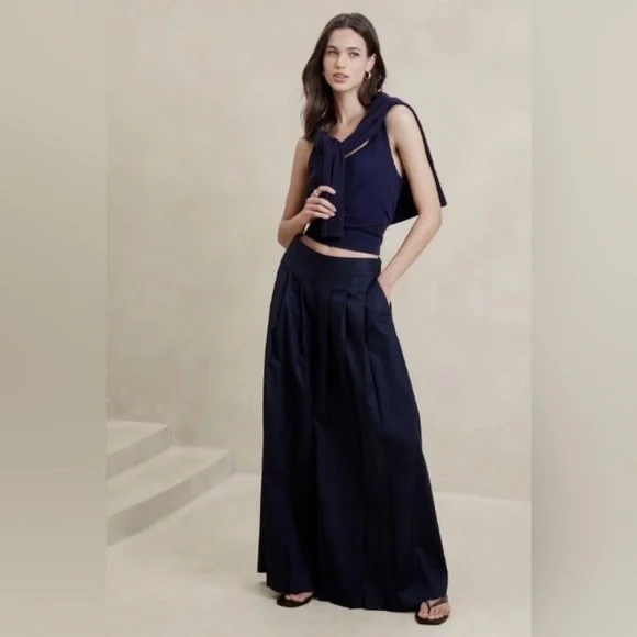 BANANA REPUBLIC LINEN-BLEND PALAZZO PANT - Picture 6 of 11